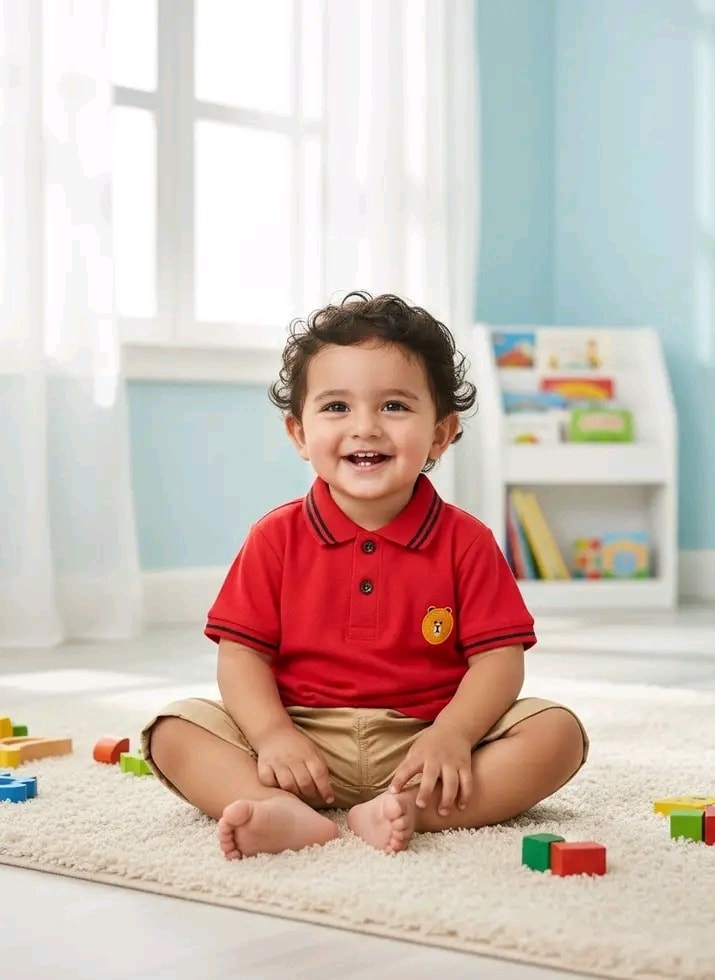 Solid Red Polo t -shirt with pant