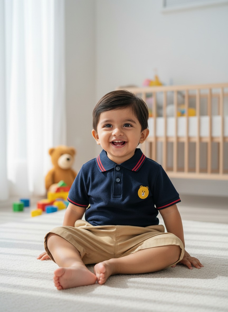 Solid Navy Blue Polo t-shirt with pant
