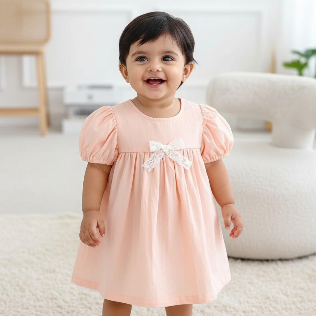Pink Solid Frock with Pant