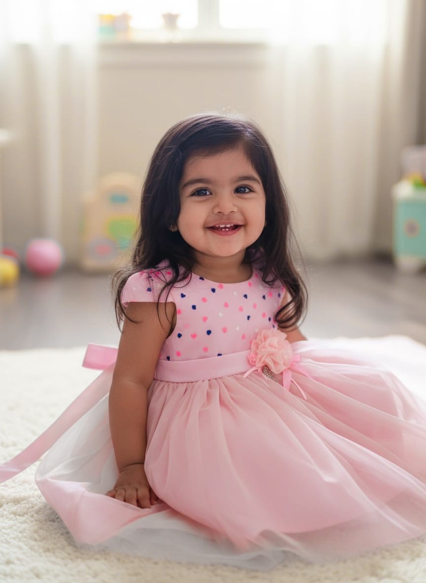 Pink Color Girls Party Frock