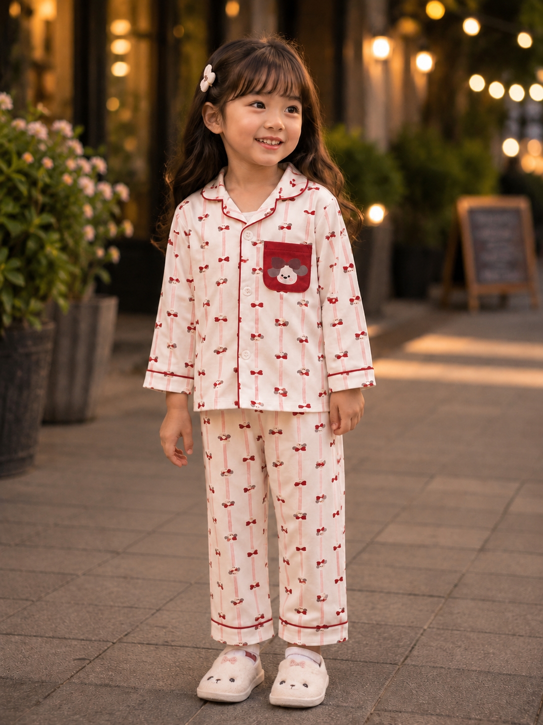 Cherry Print Cotton Night Suit