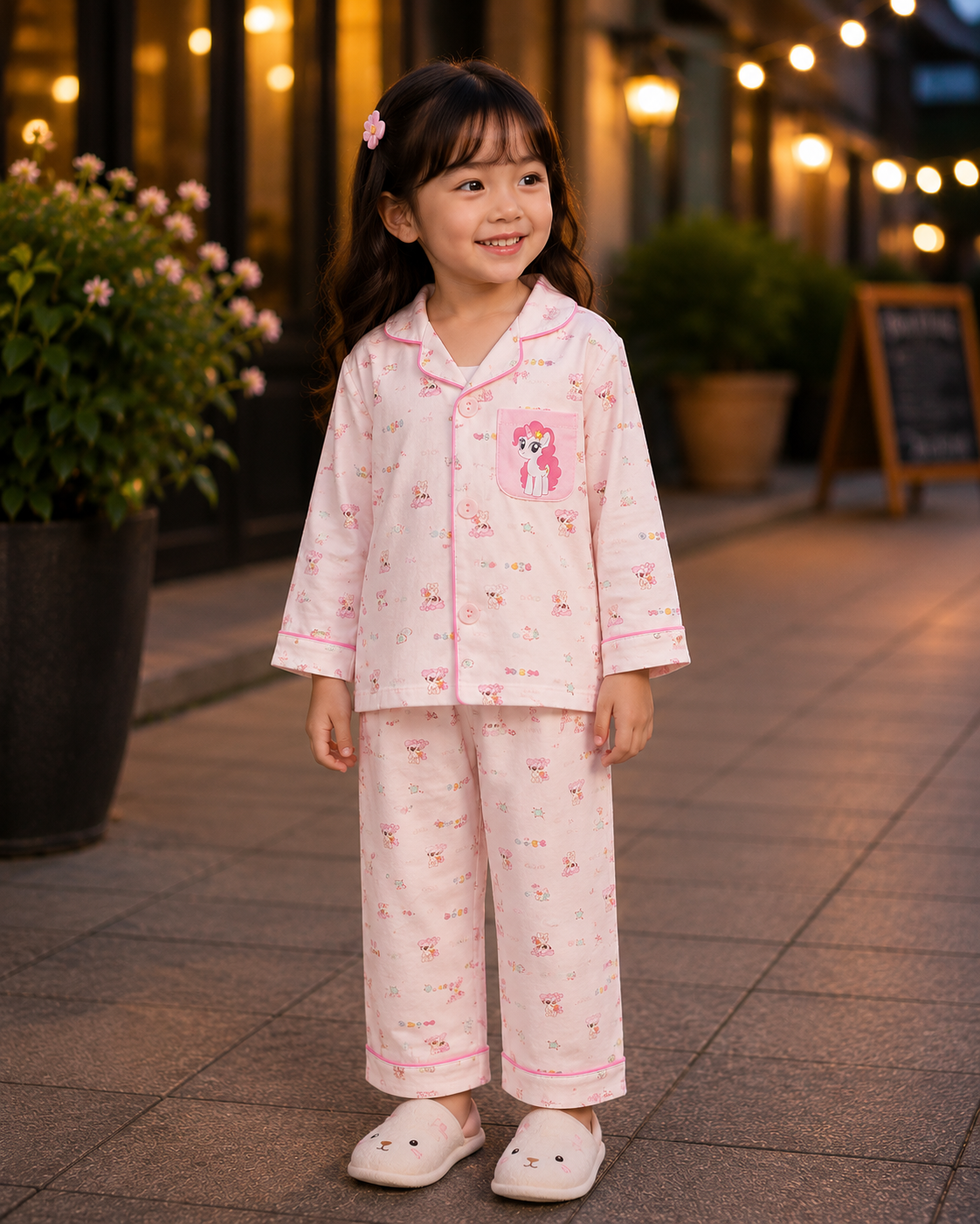 Pink Pony Print Cotton Casual wear Set