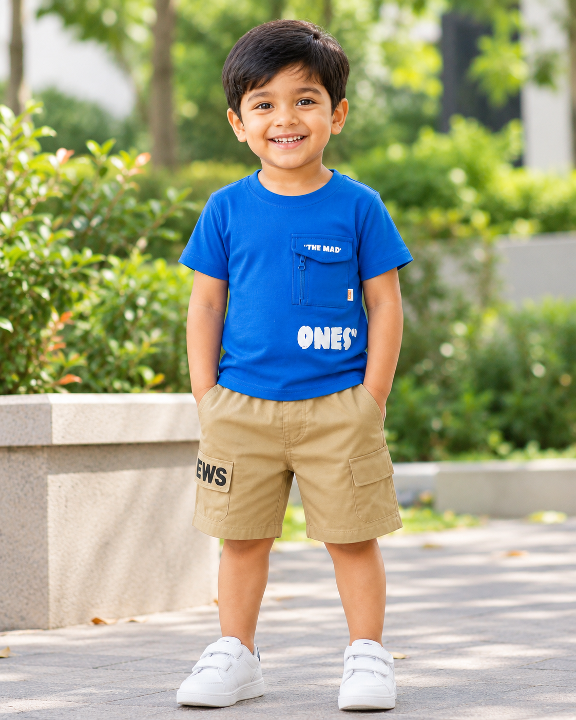 Blue Round Neck T-Shirt & Shorts Set for Boys